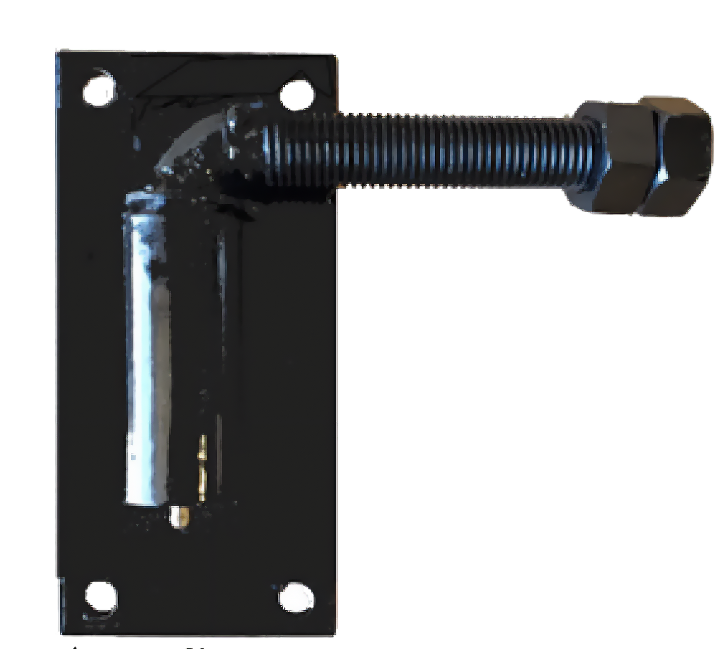 Metal bracket with a bolt on a white background