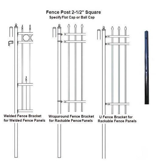 Driveway gate metal post brackets and  fence