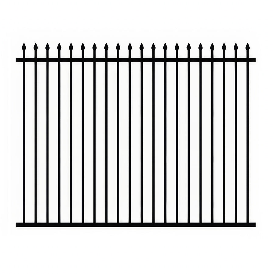 arrow style wrought iron fence with simple vertical bars and spear tips on top