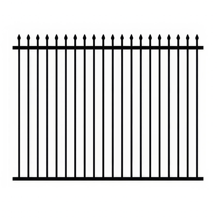 arrow style wrought iron fence with simple vertical bars and spear tips on top