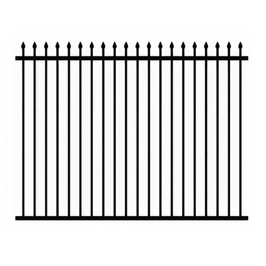 arrow style wrought iron fence with simple vertical bars and spear tips on top