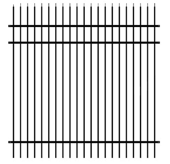 security rackable iron fence panel. Simple vertical bars with spear points on top