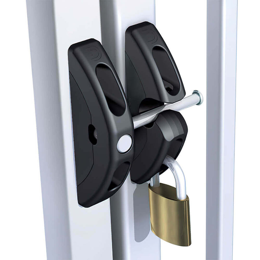 black garden gate latch illustration with padlock