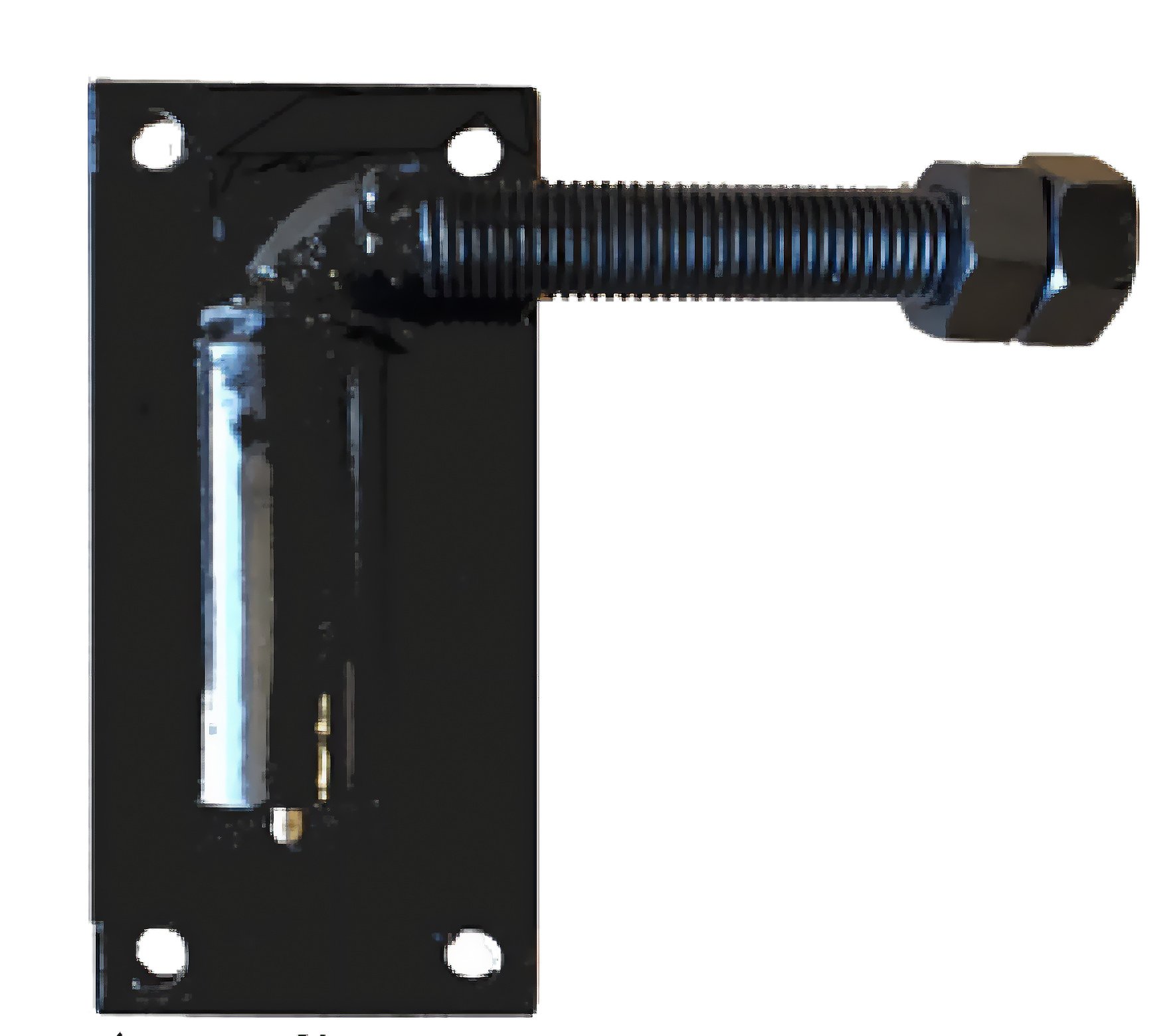 Metal bracket with a bolt on a white background