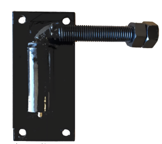 Metal bracket with a bolt on a white background