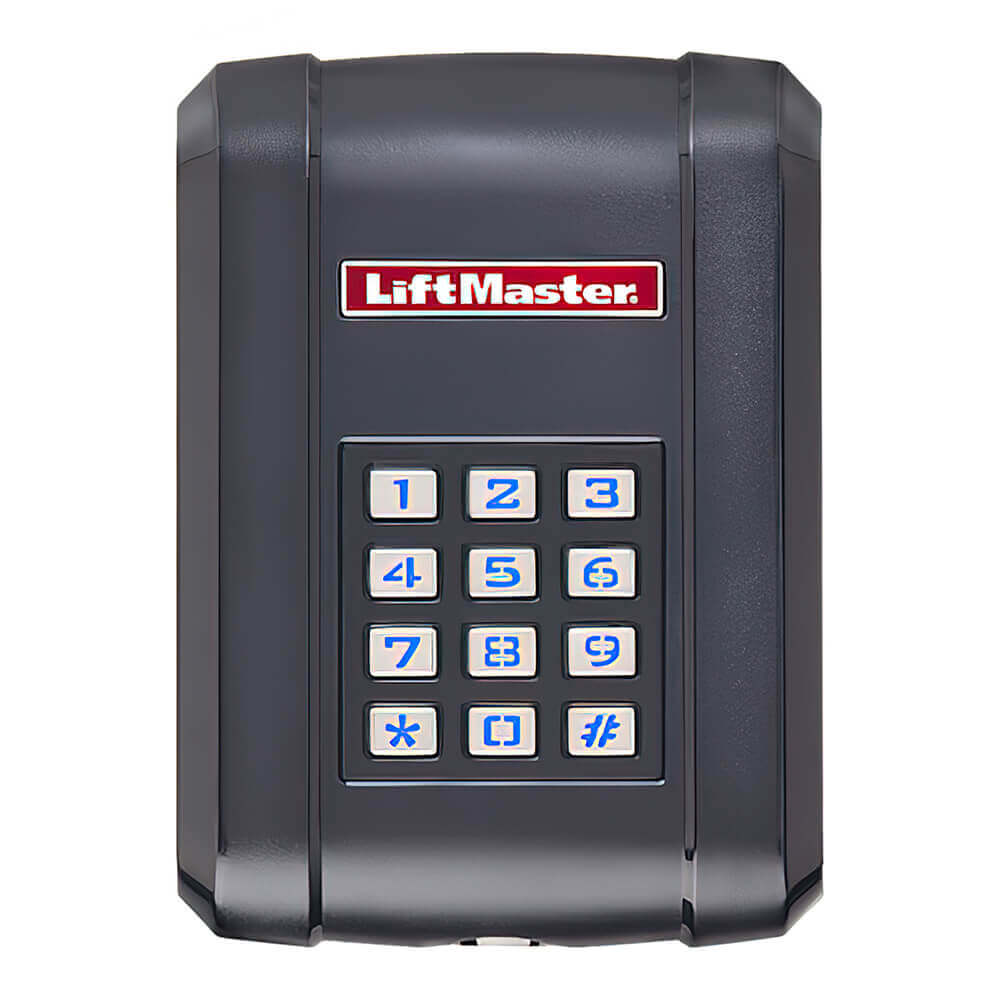 black wireless keypad with liftmaster logo