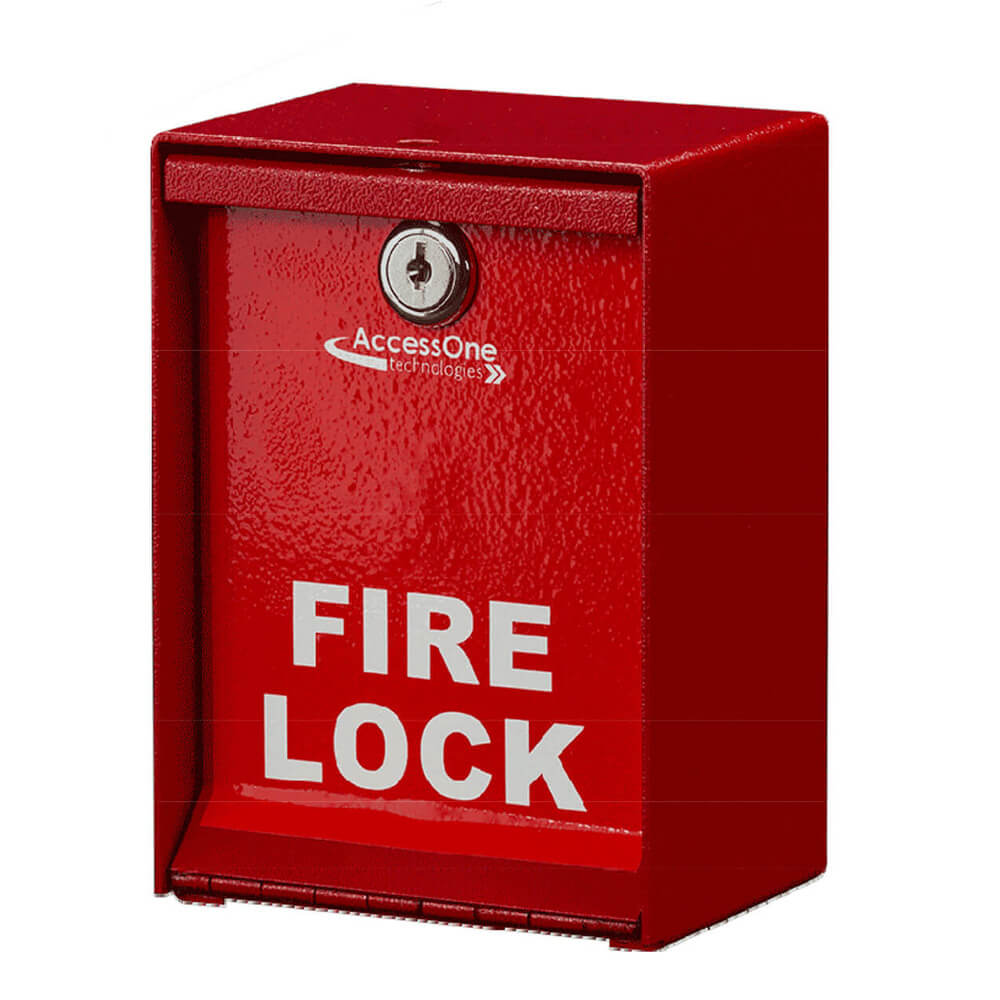 red metal fire box with lock